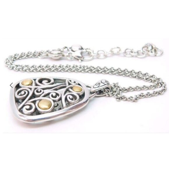 NWOT ⭐️ Brighton Silver & Gold Tone Pendant Necklace - Picture 3 of 16